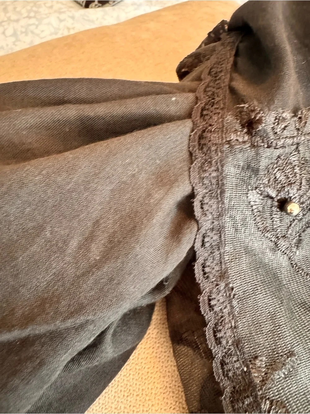 Black Lace Pearl Accent Scarf - Women Accessories